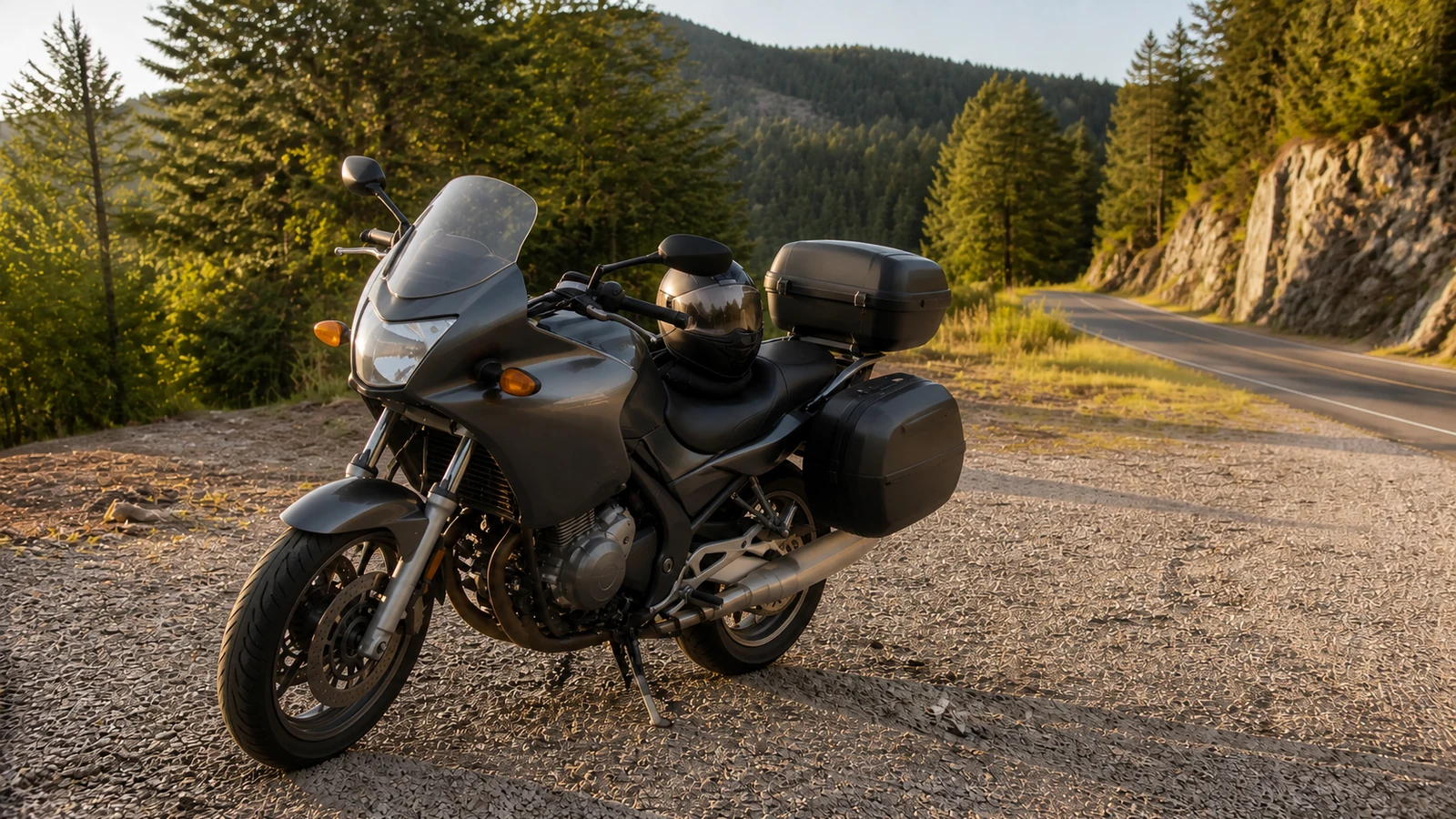 Route boisée idéale pour essai moto